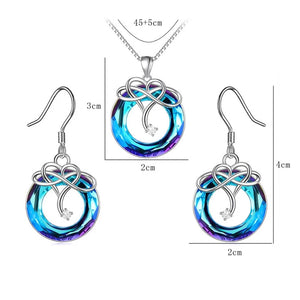 Infinite Love Necklace + Earrings Set with Blue Zirconia in 925 Sterling Silver