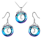 Infinite Love Necklace + Earrings Set with Blue Zirconia in 925 Sterling Silver