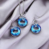Infinite Love Necklace + Earrings Set with Blue Zirconia in 925 Sterling Silver