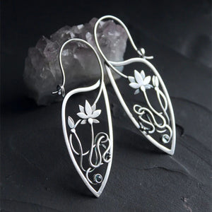 Sterling Silver Lotus Flower Earrings