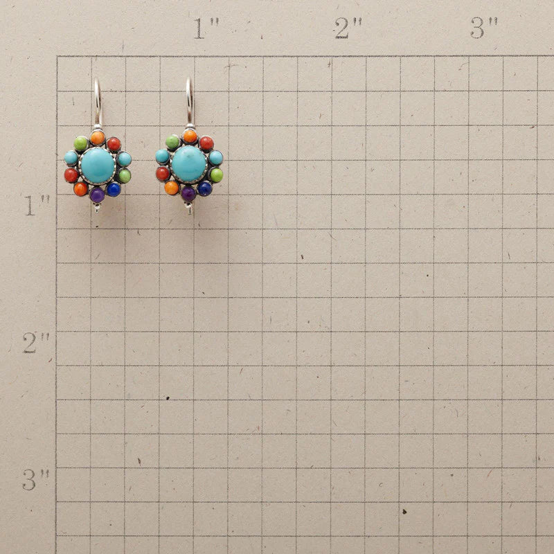 Multicoloured Turquoise Round Earrings