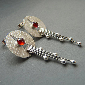 Hollow Red Stone Hanging Earrings
