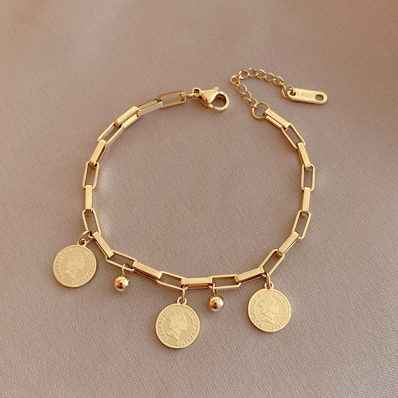 Adjustable Coin Bracelet in Gold