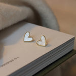 Opal Heart Nut Earrings in Gold