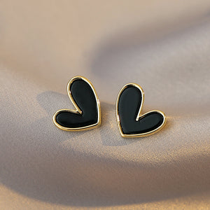 Opal Heart Nut Earrings in Gold