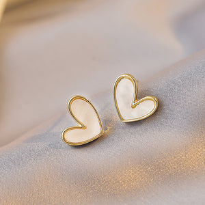 Opal Heart Nut Earrings in Gold