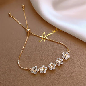Luxury Crystal Flower Bracelet in Gold