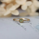 Adjustable Green Crystal Ring in Gold