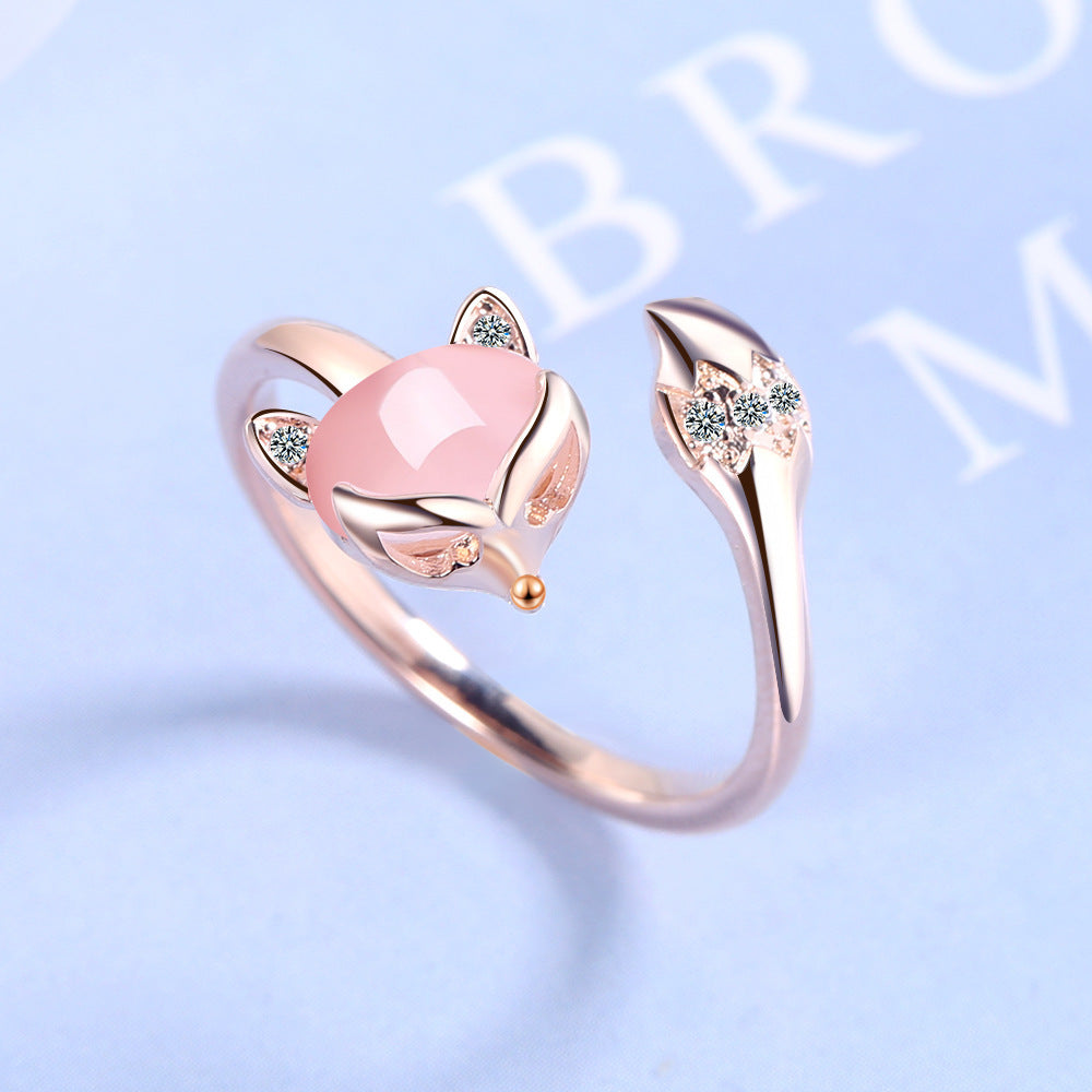 Adjustable Fox Ring in Rose Gold