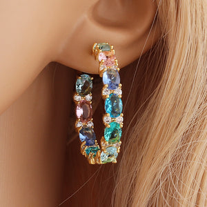 Multicolored Zirconia Earrings in Gold