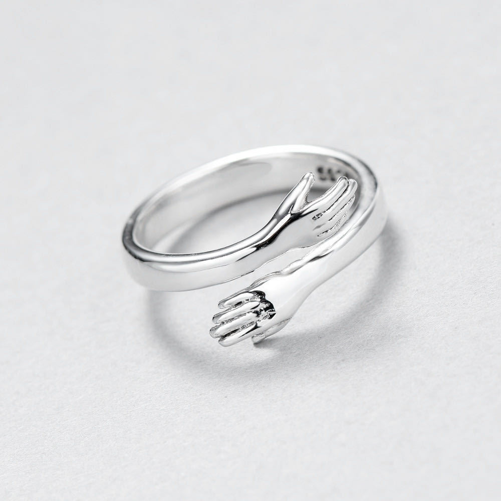 Lovely Adjustable Hug Ring in Silver