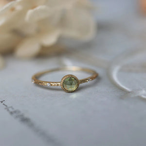 Adjustable Green Crystal Ring in Gold