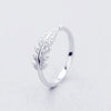 Adjustable Shiny Fern Ring in Silver