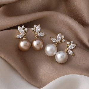 Exotic Pearl Earrings with Crystals