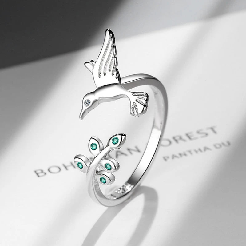 925 Sterling Silver Hummingbird Ring