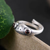 Adjustable Silver Frog Ring