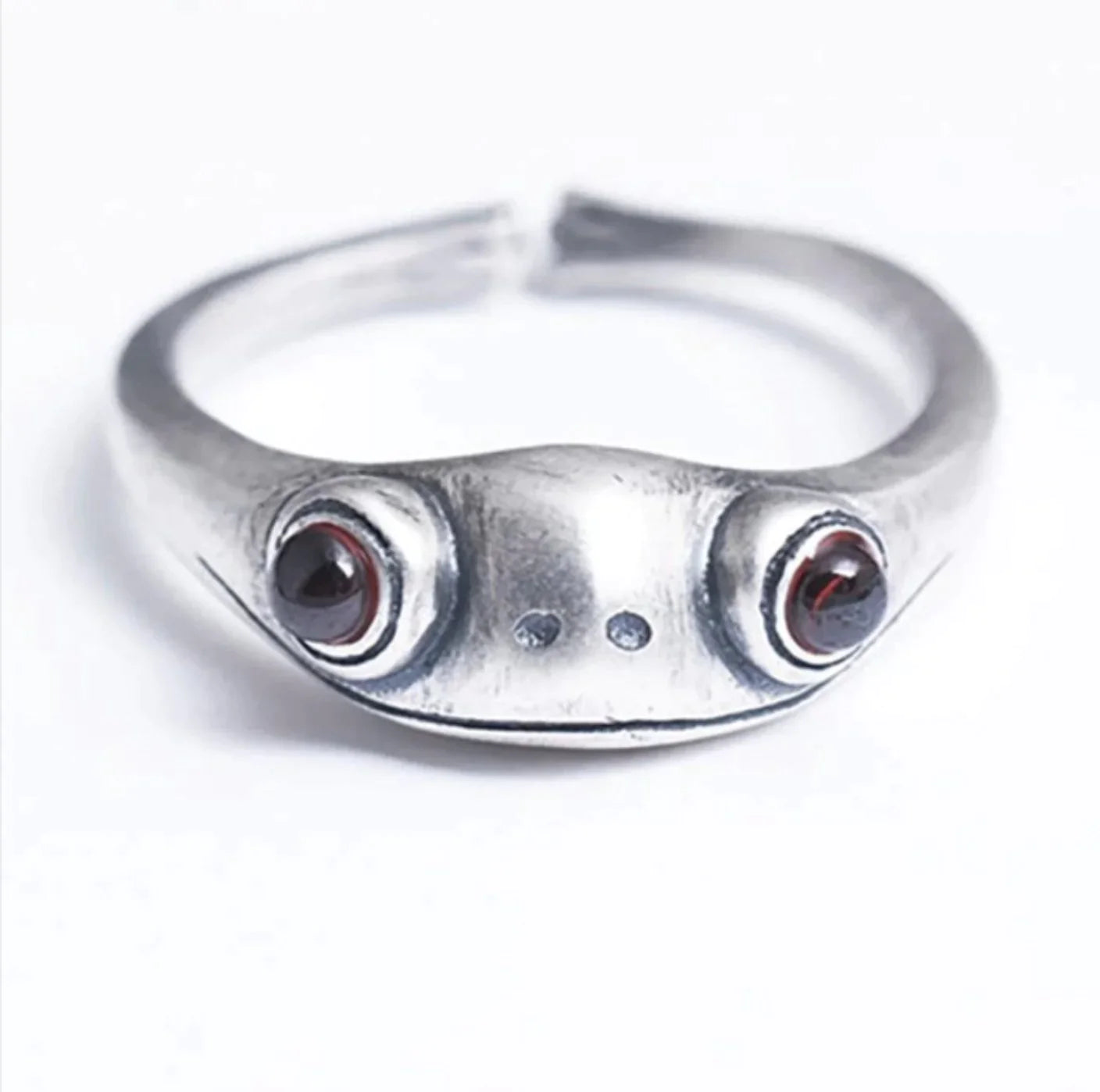 Adjustable Silver Frog Ring