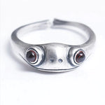Adjustable Silver Frog Ring