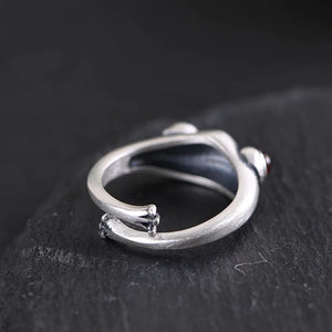 Adjustable Silver Frog Ring