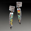 Ethnic Earrings in Silver with Multicoloured Enamel