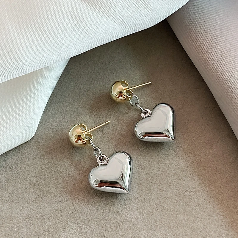 Elegant Silver Heart Earrings