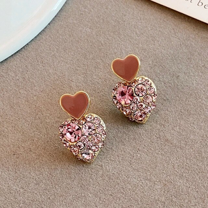 Elegant Pink Zirconia Heart Earrings