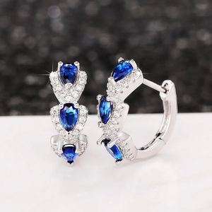 Elegant Blue Inlaid Zirconia Silver