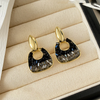 Elegant Black Crystal Gold Earrings
