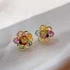 Elegant Colorful Crystal Flower Earrings