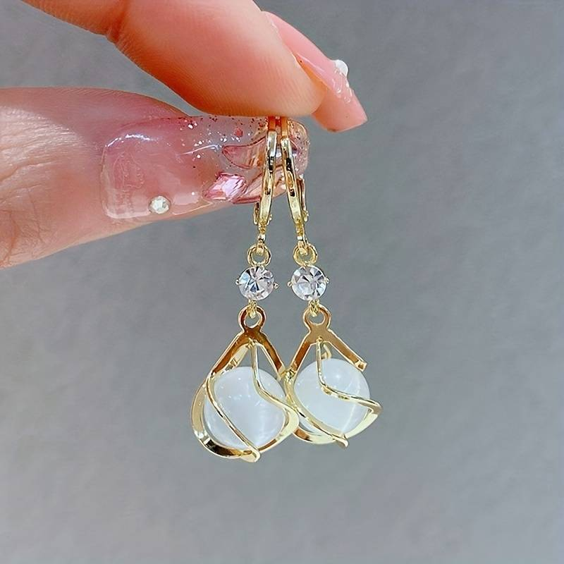 Vintage White Opal Dangling Golden