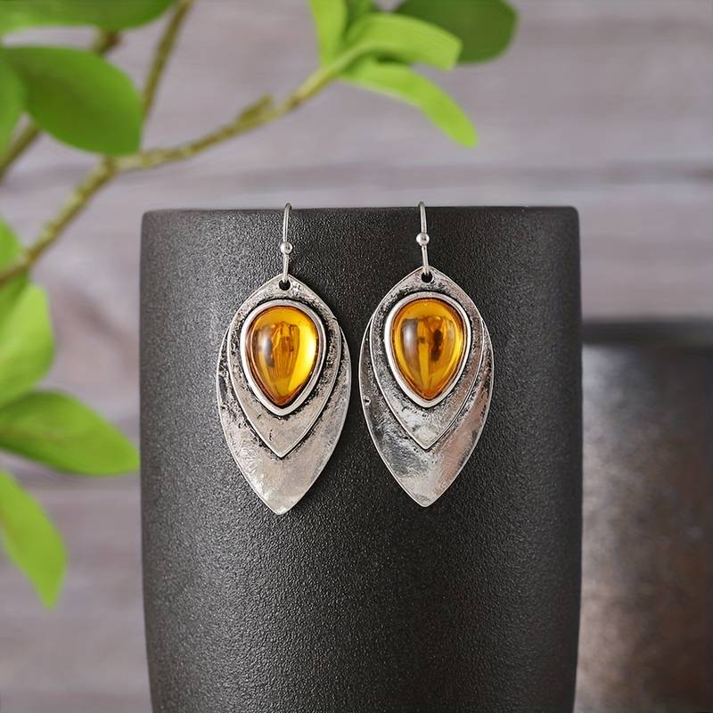 Vintage Orange Crystal Silver