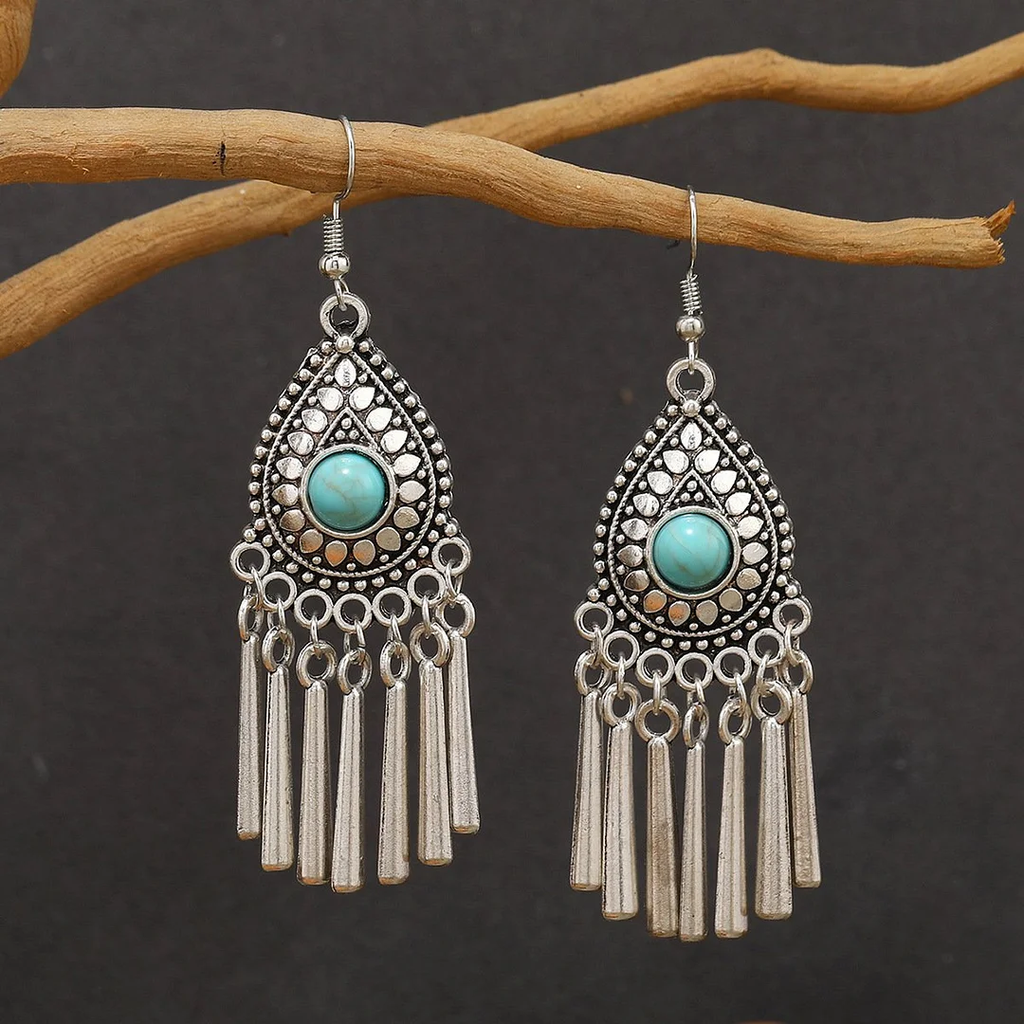 Vintage Turquoise Silver Dangling