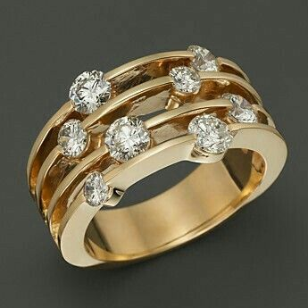Vintage Golden Layered Zirconia Ring