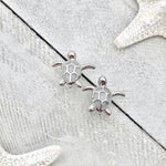 Sea Turtle Earrings in Opal and Silver