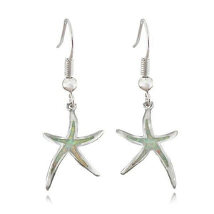 Starfish Earrings in Opal and Silver